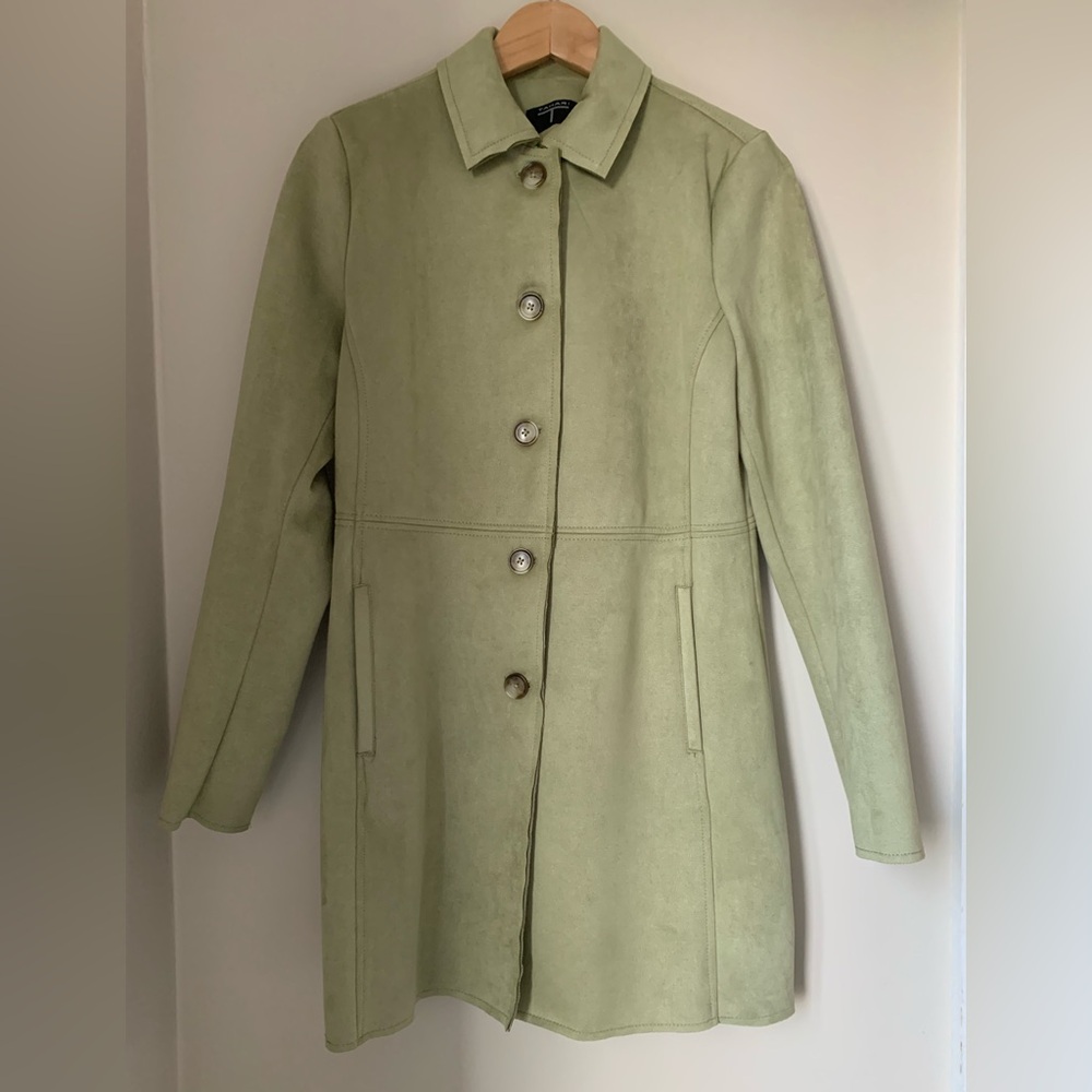 Tahari Olive Faux Suede Jacket - Picture 2 of 5